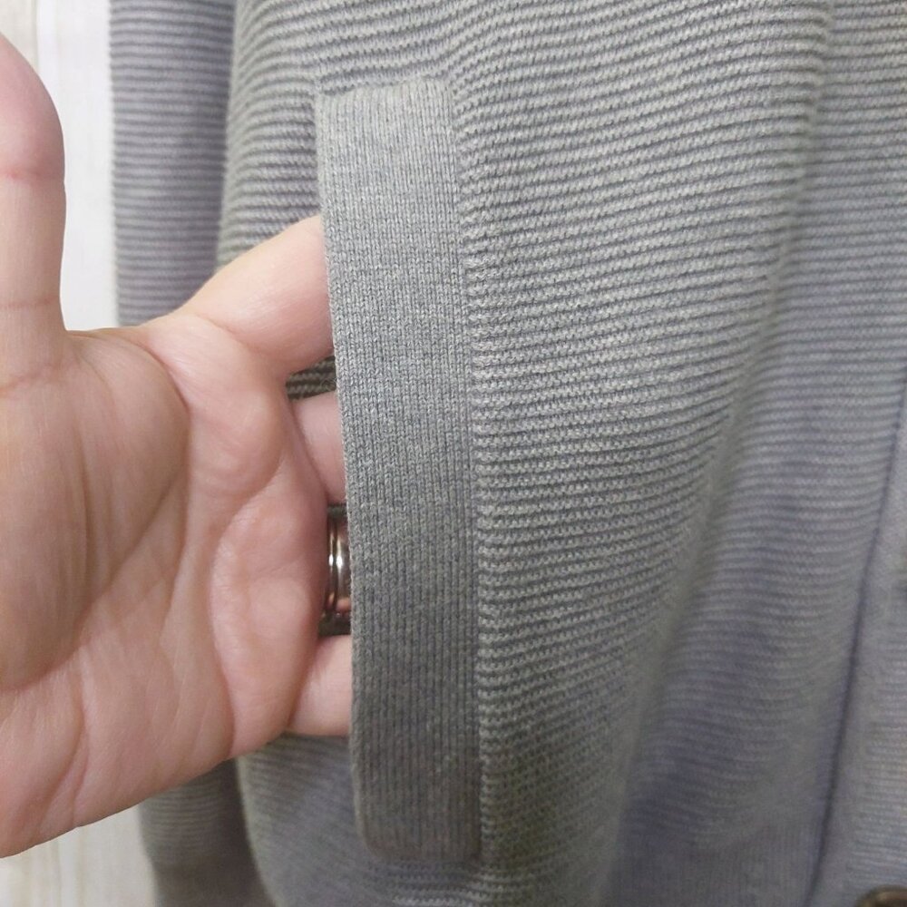 Banana Republic Men's Tipped Supima Cotton Button Cardigan Large Med Grey Pocket - Picture 6 of 11